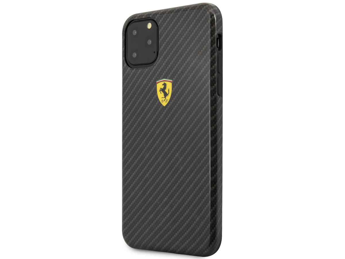 Ferrari Dual Layer Case Carbon Zwart - iPhone 11 Pro Max Hoesje