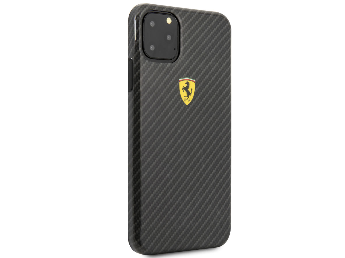 Ferrari Dual Layer Case Carbon Zwart - iPhone 11 Pro Max Hoesje