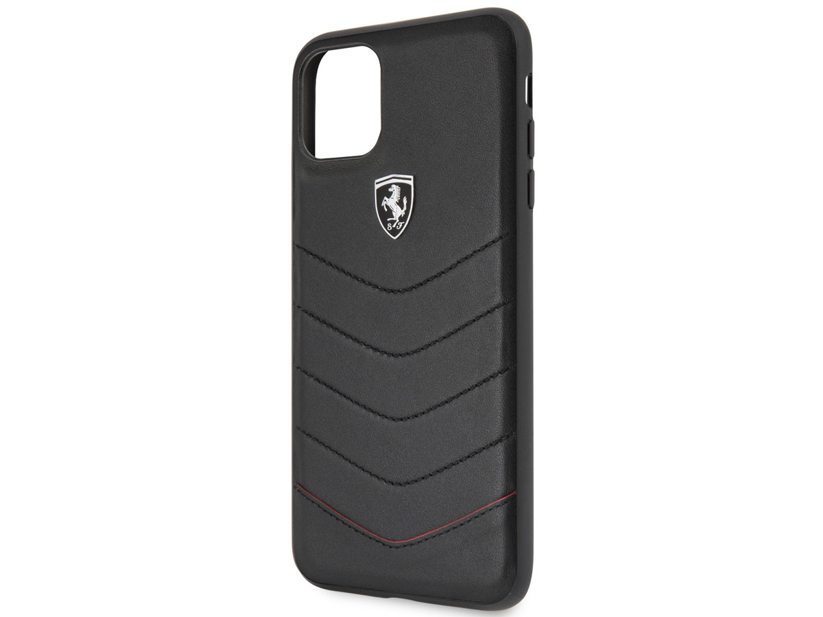 Ferrari Quilted Leather Case Zwart - iPhone 11 Pro Max Hoesje