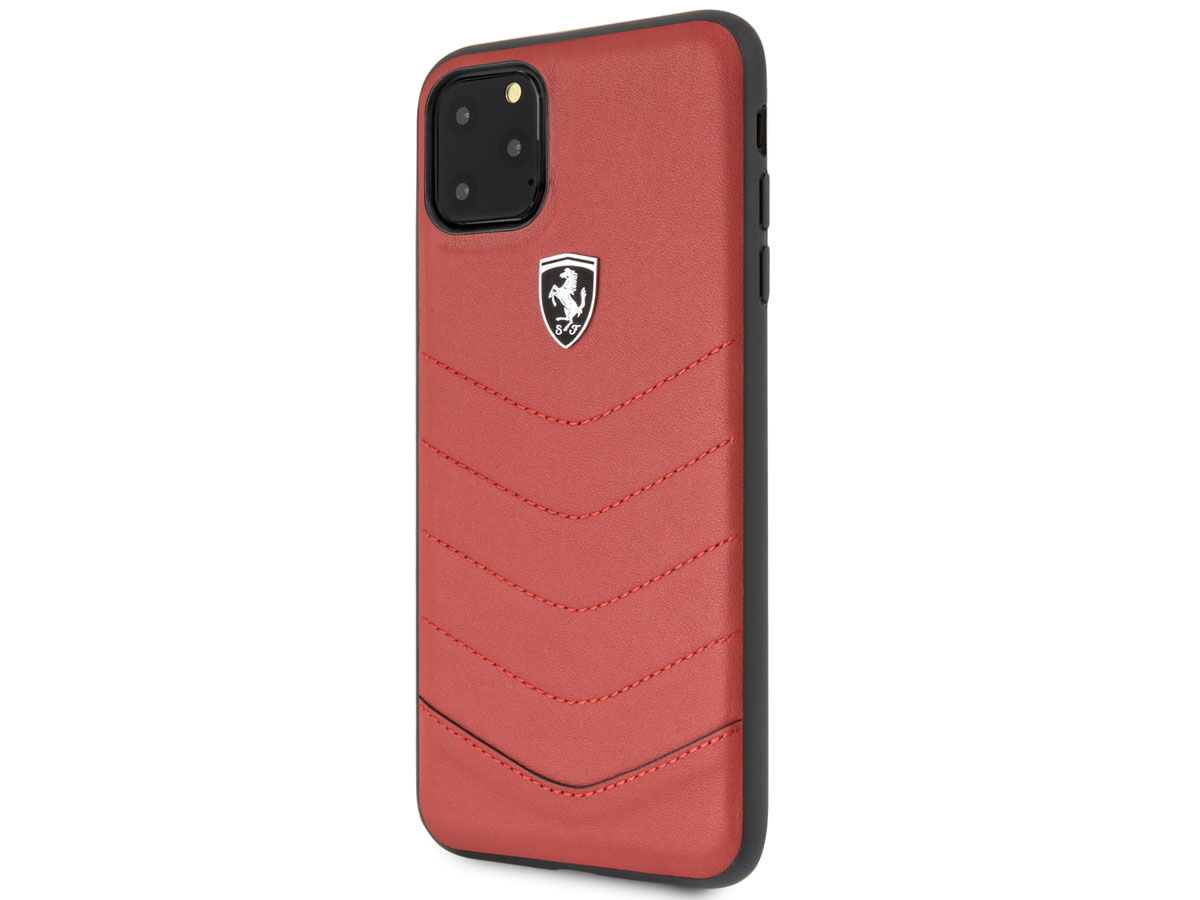 Ferrari Quilted Leather Case Rood - iPhone 11 Pro Max Hoesje