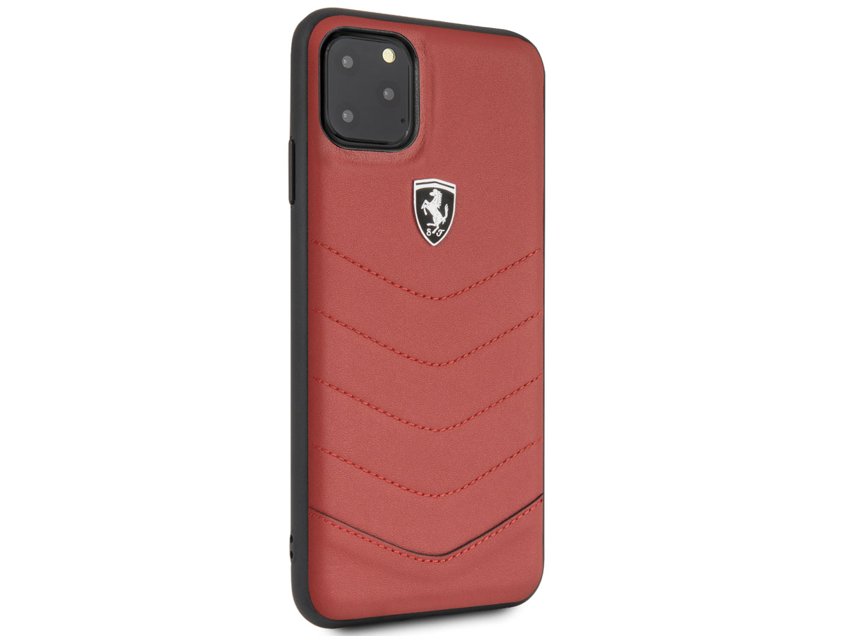 Ferrari Quilted Leather Case Rood - iPhone 11 Pro Max Hoesje