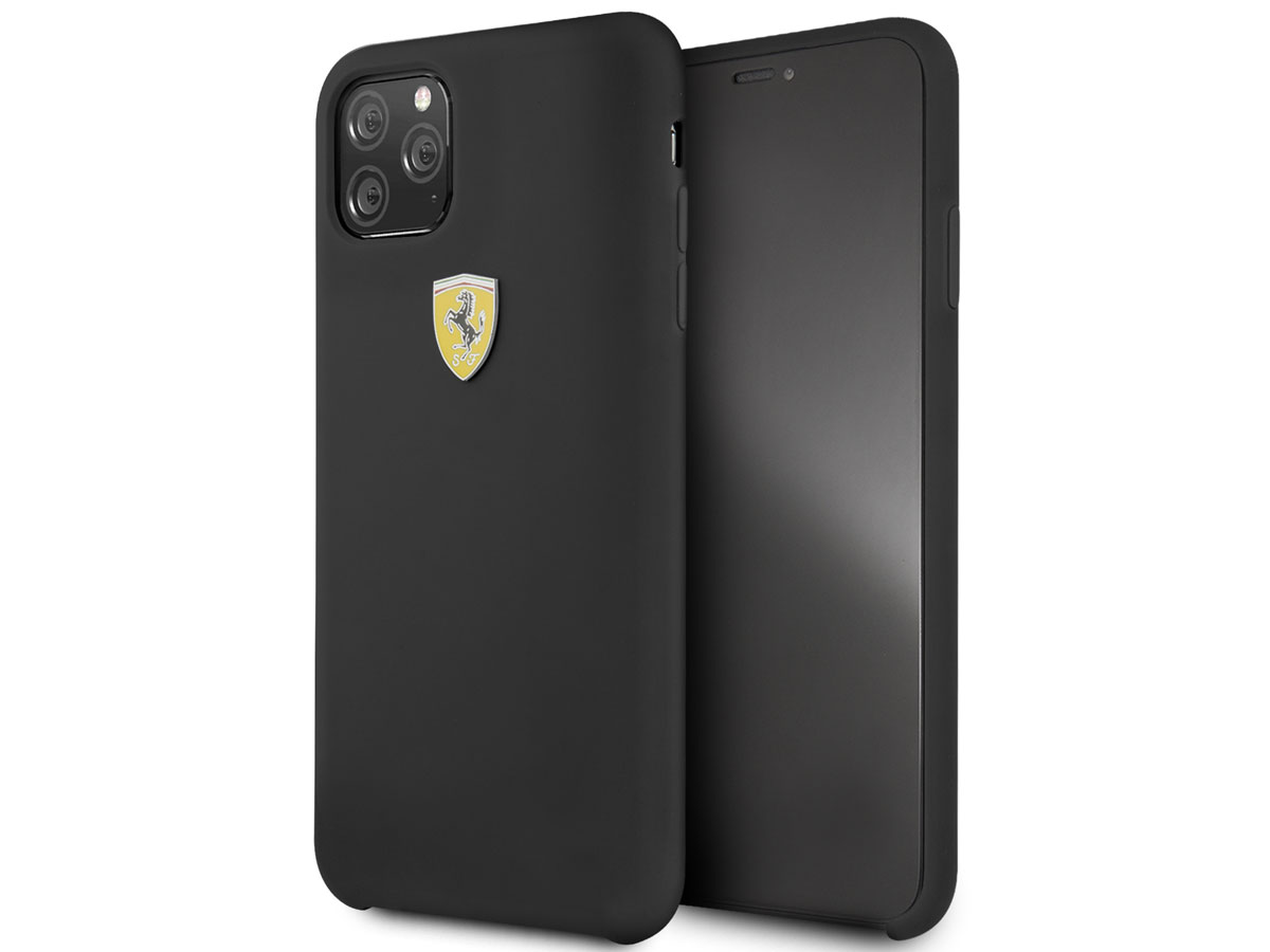 Ferrari Silicon Hard Case Zwart - iPhone 11 Pro Max Hoesje