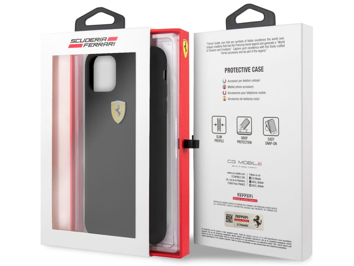 Ferrari Silicon Hard Case Zwart - iPhone 11 Pro Max Hoesje