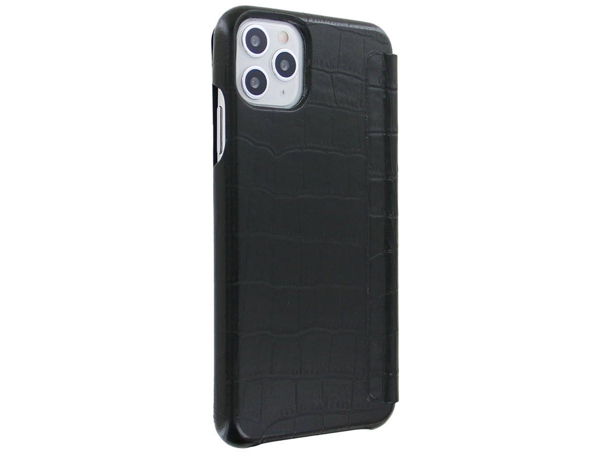 Graffi Oyster Croco Zwart Leer - iPhone 11 Pro Max hoesje