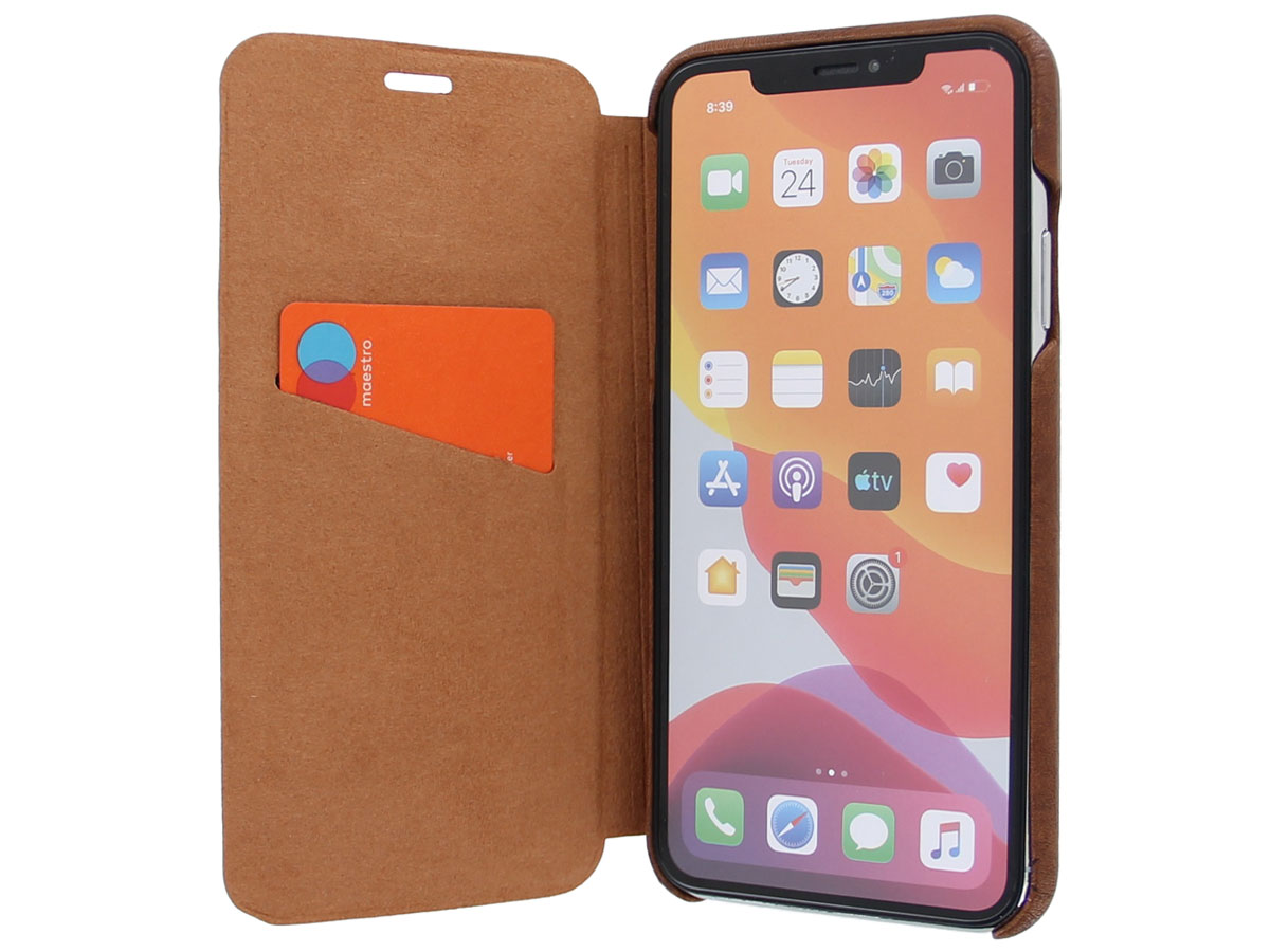 Graffi Oyster Folio Bruin Leer - iPhone 11 Pro Max hoesje