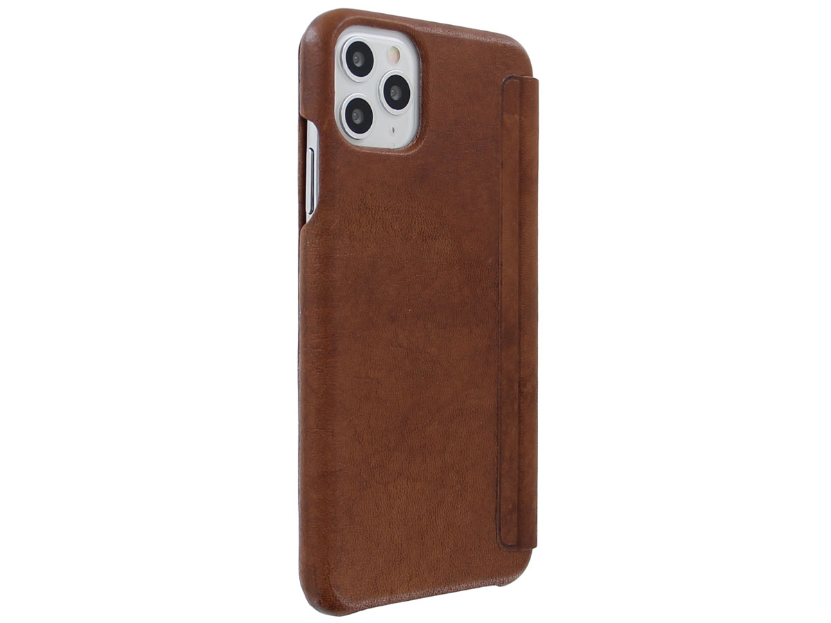 Graffi Oyster Folio Bruin Leer - iPhone 11 Pro Max hoesje