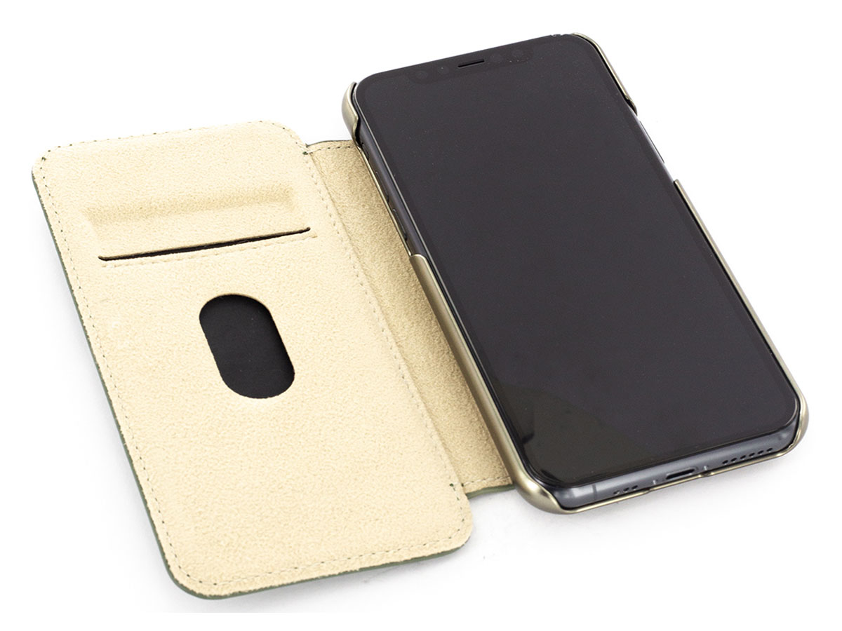 Greenwich Blake Folio Sage/Gunmetal - iPhone 11 Pro Max Hoesje Leer