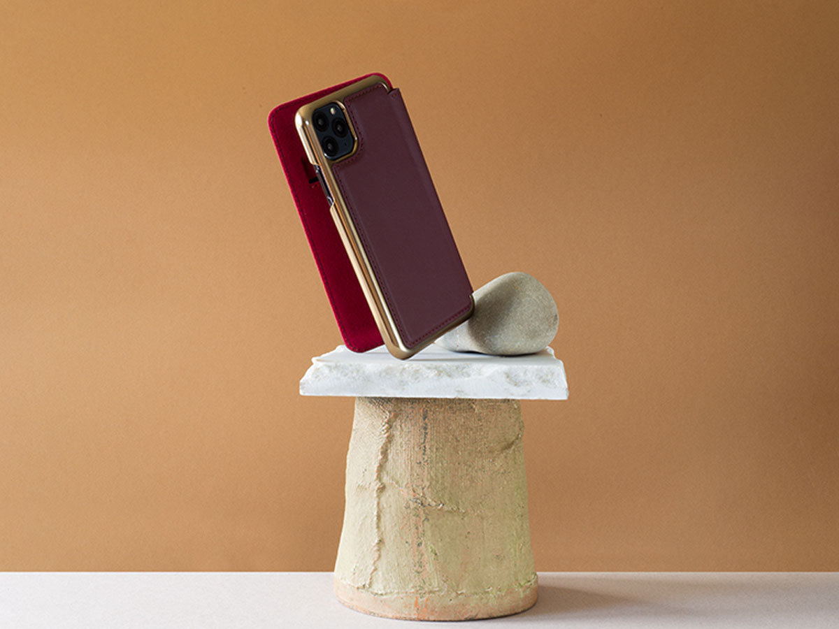 Greenwich Dogger Folio Oxblood/Gold - iPhone 11 Pro Max Hoesje Leer