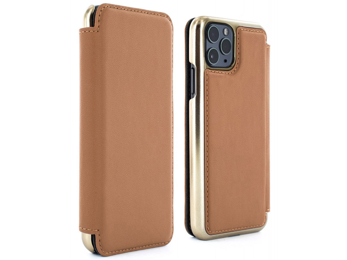 Greenwich Blake Folio Saddle/Gold - iPhone 11 Pro Max Hoesje Leer