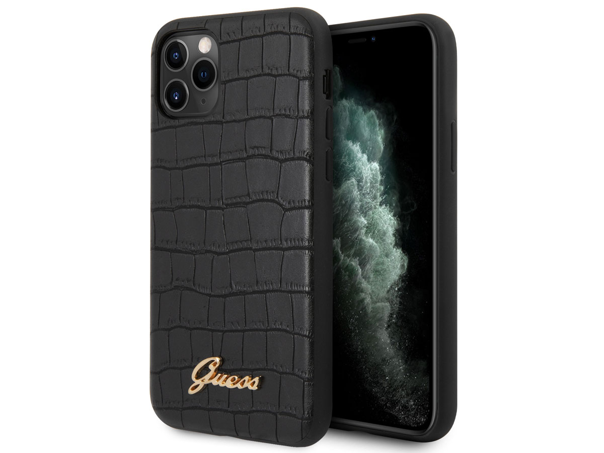 Guess Croco Case Zwart - iPhone 11 Pro Max hoesje