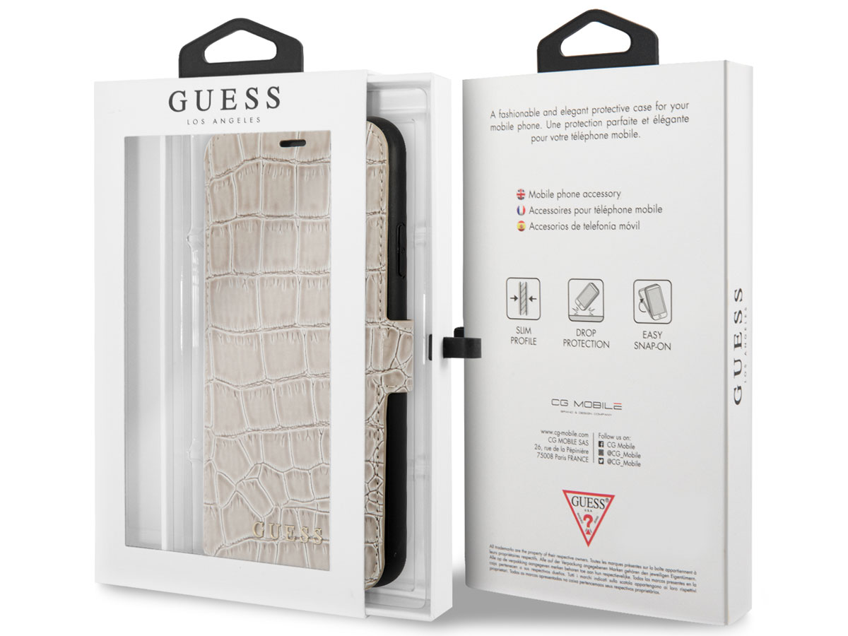 Guess Croco Bookcase Beige - iPhone 11 Pro Max hoesje