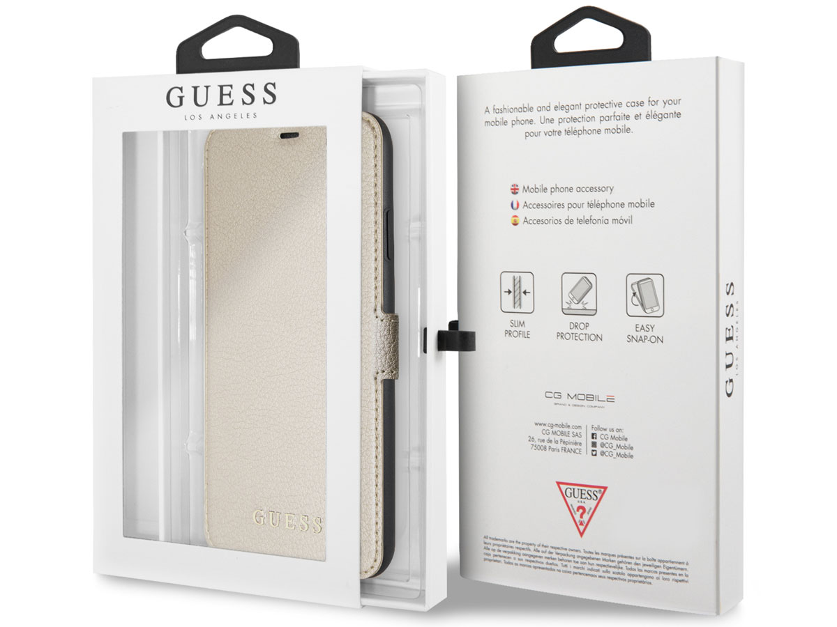 Guess Iridescent Bookcase Goud - iPhone 11 Pro Max hoesje
