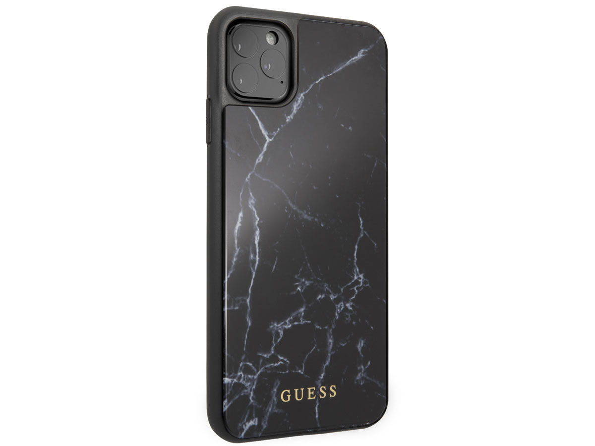 Guess Marble HD Glass Case Zwart - iPhone 11 Pro Max hoesje