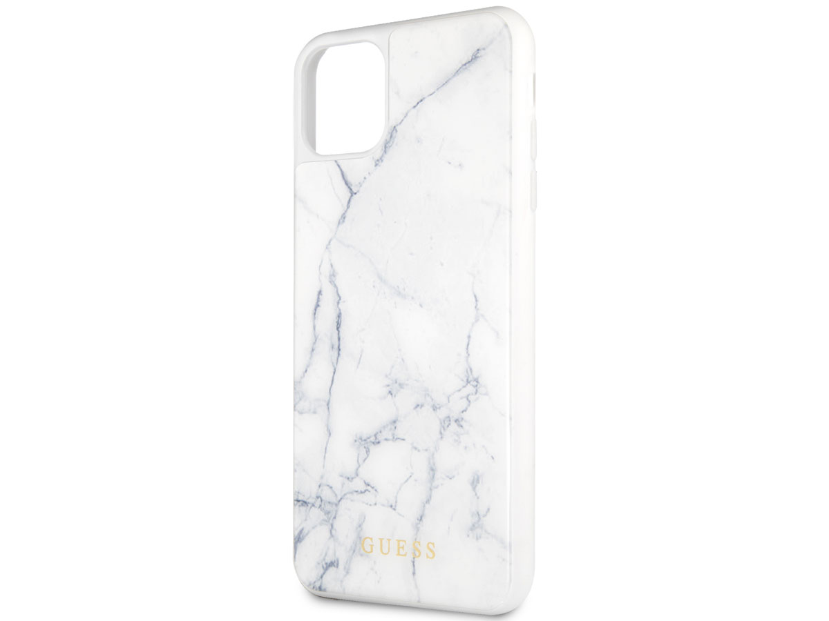 Guess Marble HD Glass Case Wit - iPhone 11 Pro Max hoesje