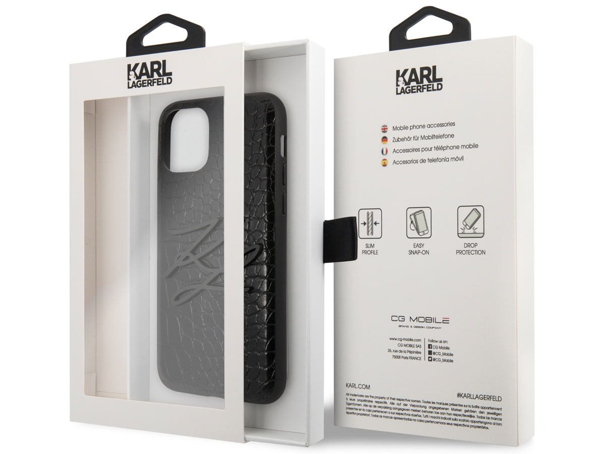 Karl Lagerfeld Initials Case Croco - iPhone 11 Pro Max hoesje