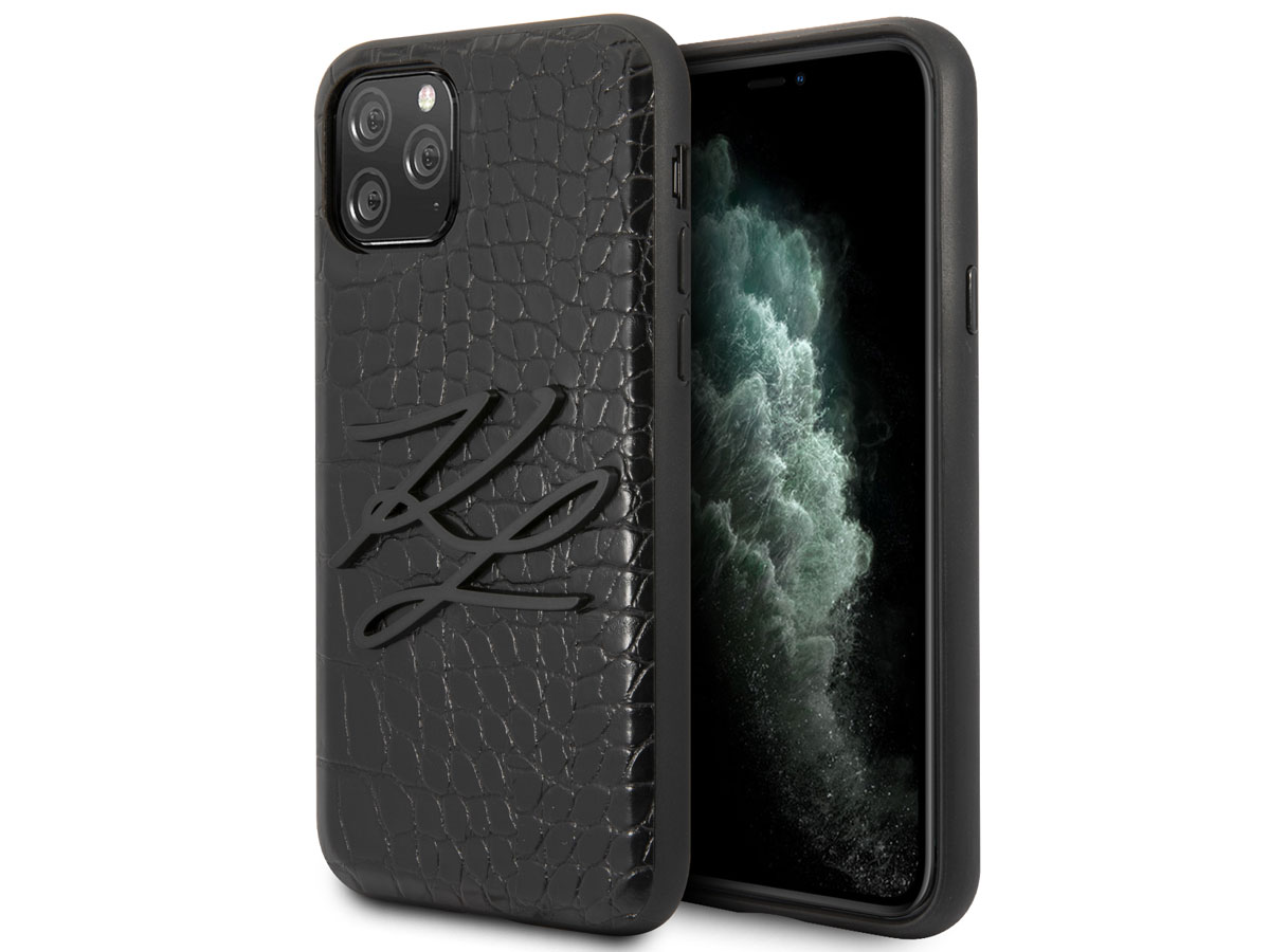 Karl Lagerfeld Initials Case Croco - iPhone 11 Pro Max hoesje