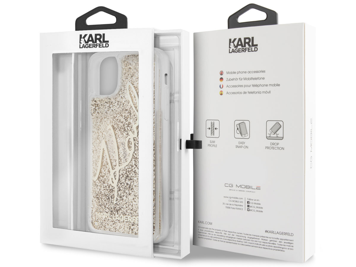 Karl Lagerfeld Signature Liquid Case Goud - iPhone 11 Pro Max hoesje