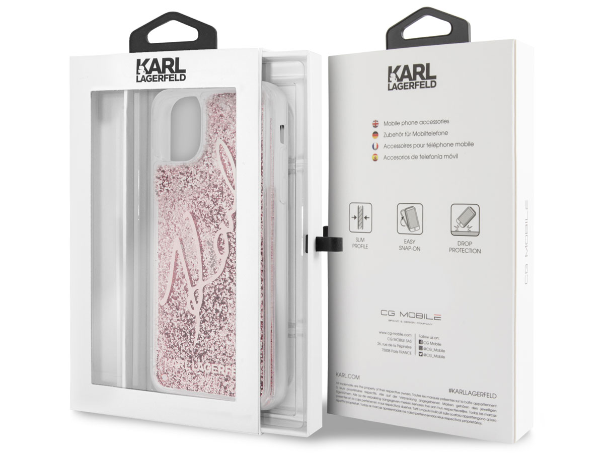 Karl Lagerfeld Signature Liquid Case Rosé - iPhone 11 Pro Max hoesje