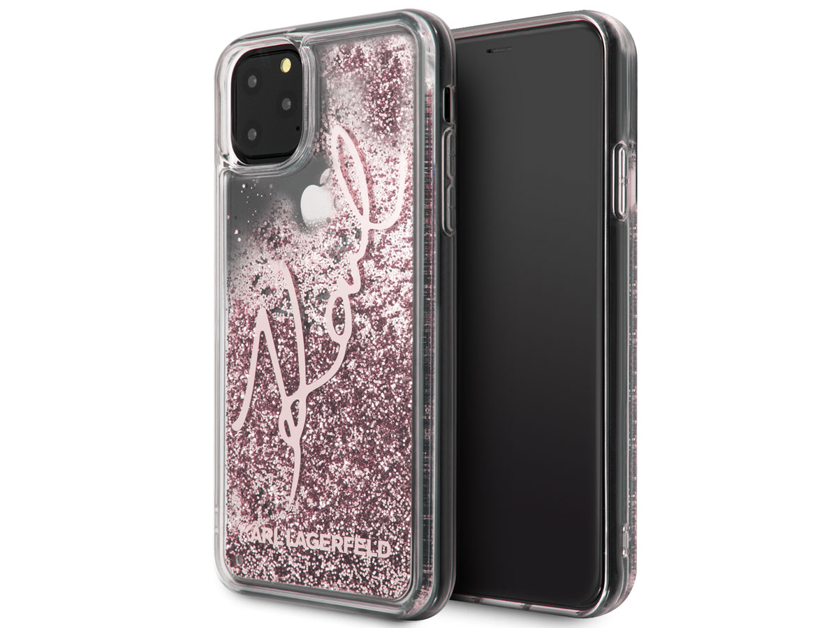 Karl Lagerfeld Signature Liquid Case Rosé - iPhone 11 Pro Max hoesje