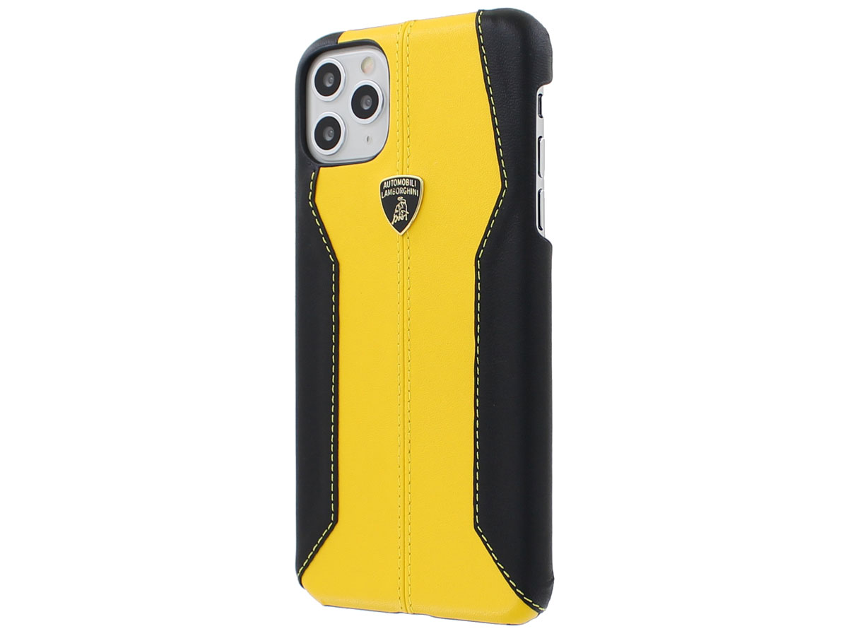 Op grote schaal Landgoed spectrum Lamborghini Leather Case Geel iPhone 11 Pro Max hoesje