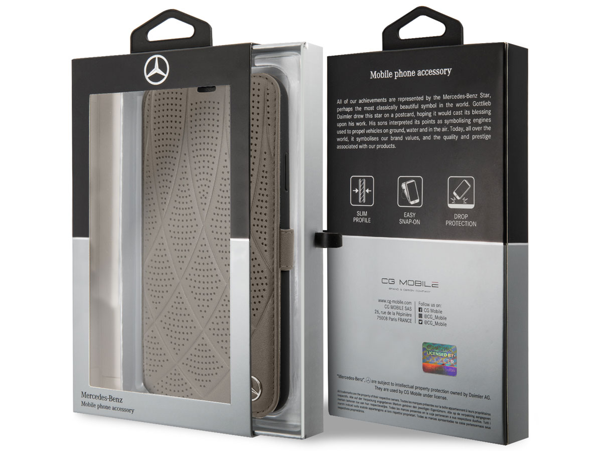 Mercedes-Benz Leather Bookcase Bruin - iPhone 11 Pro Max hoesje