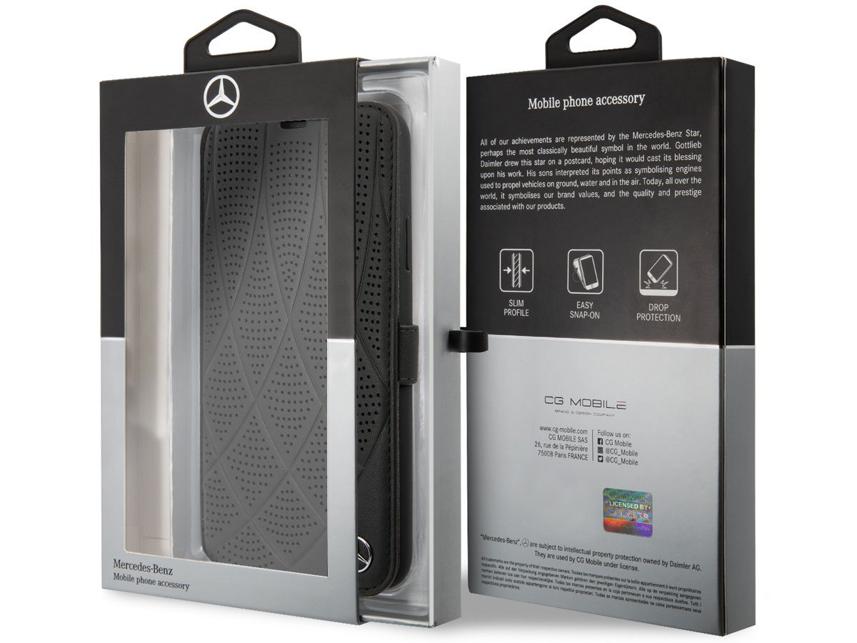 Mercedes-Benz Leather Bookcase Zwart - iPhone 11 Pro Max hoesje