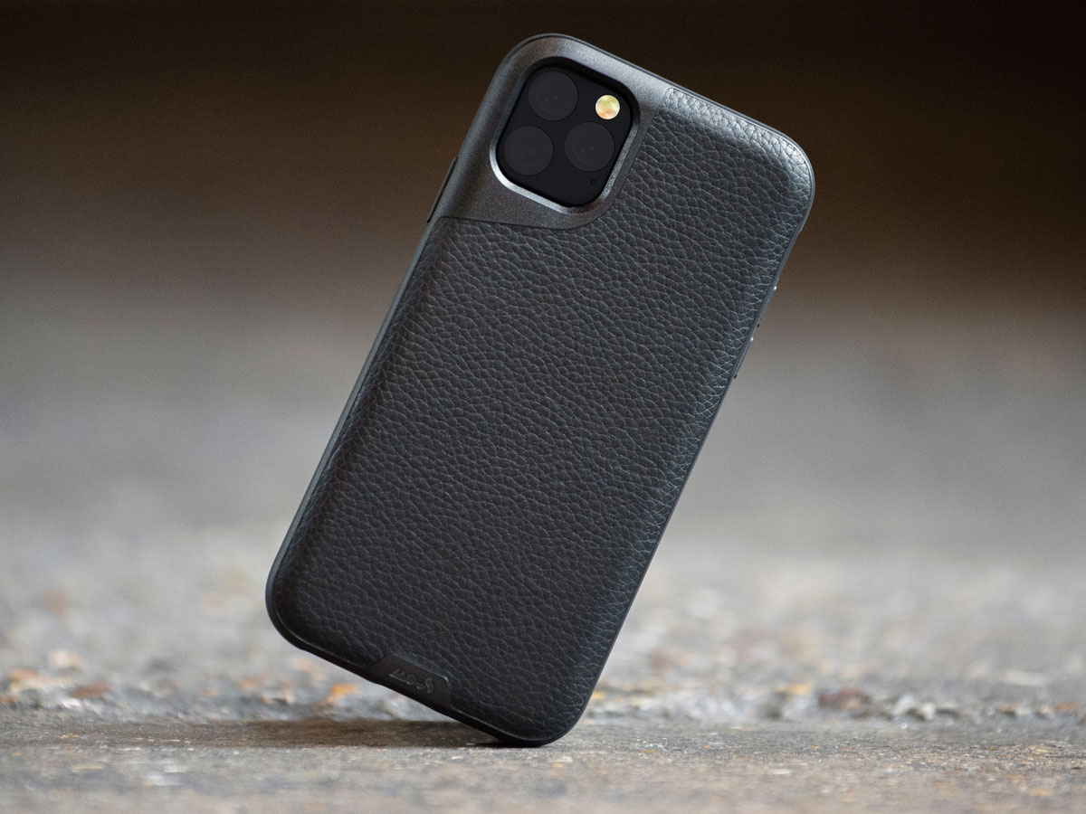 Mous Contour Leather Case Zwart - iPhone 11 Pro Max hoesje