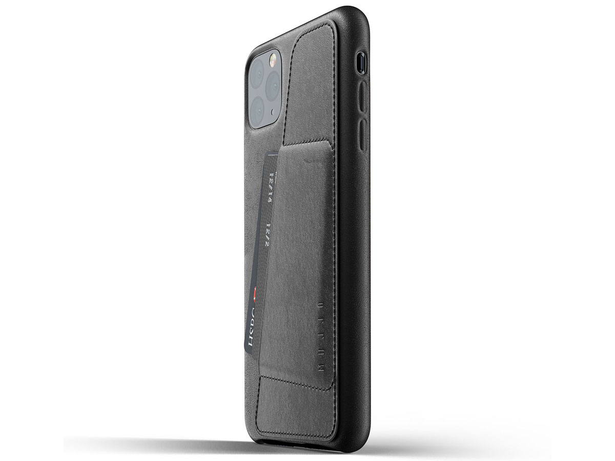Mujjo Full Leather Wallet Case Zwart - iPhone 11 Pro Max Hoesje