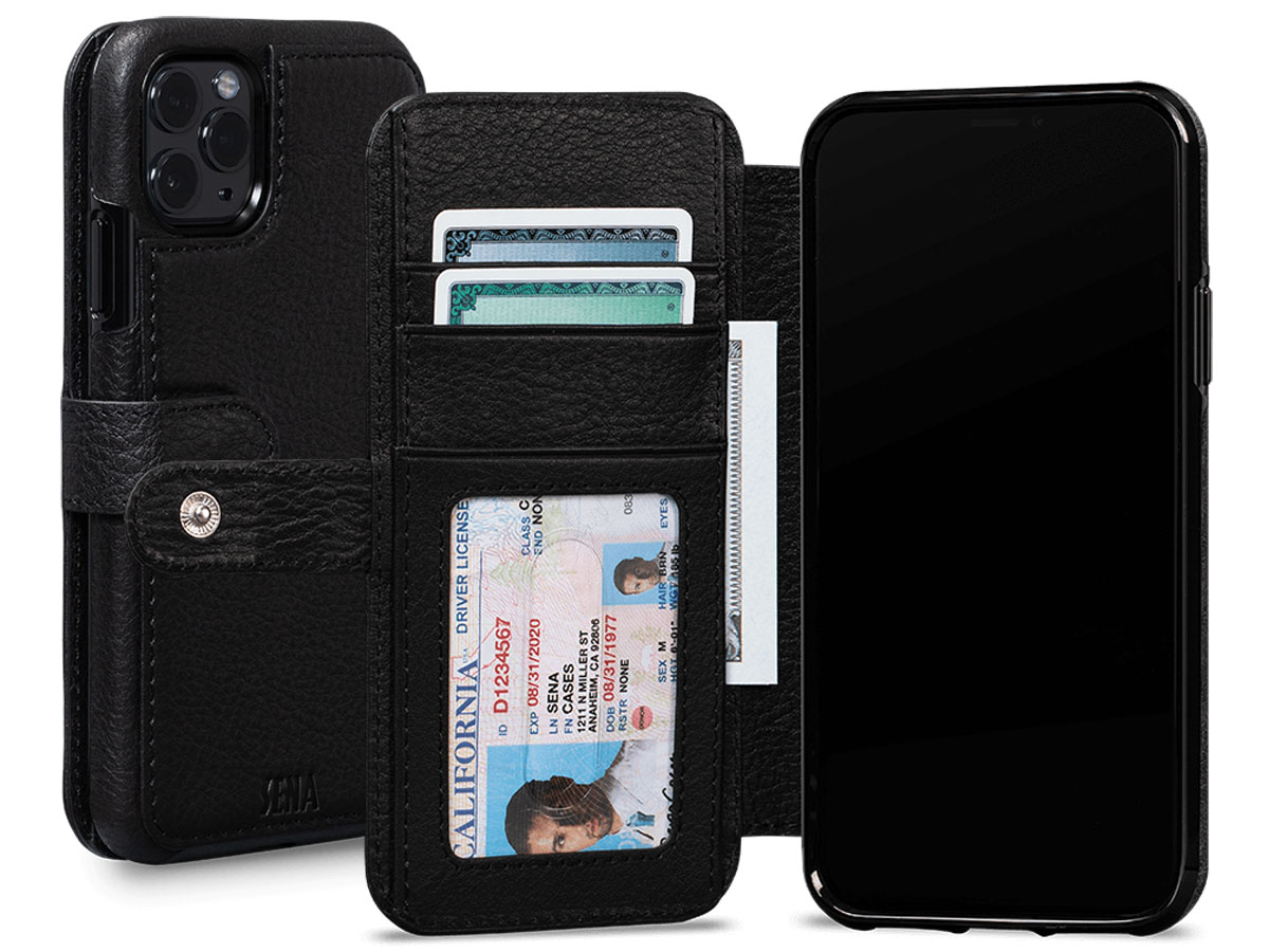 Sena Classic Wallet Book Zwart - iPhone 11 Pro Max Hoesje Leer