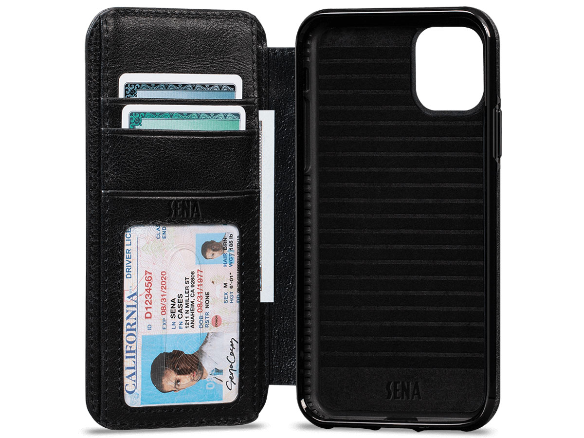 Sena Walletbook Zwart - iPhone 11 Pro Max Hoesje Leer
