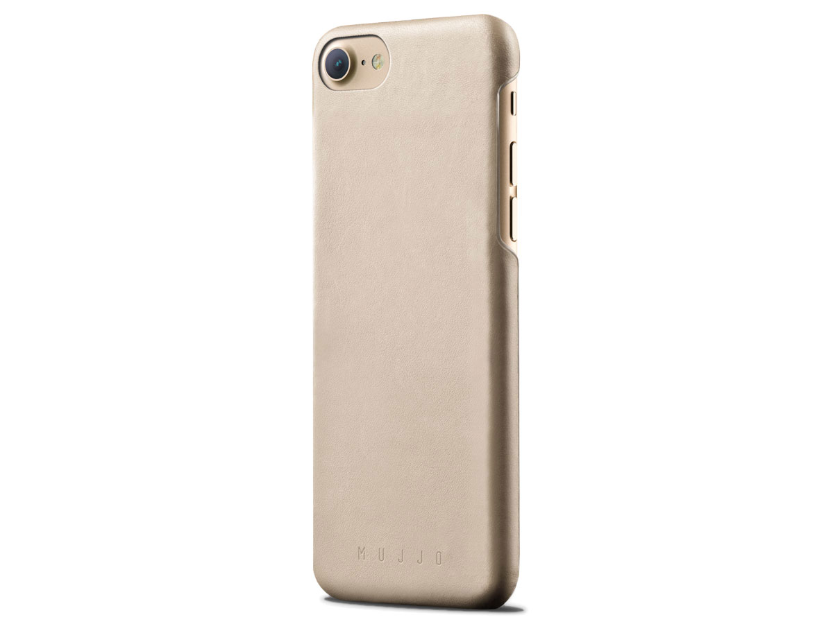 Mujjo Leather Case Champagne - Leren iPhone SE / 8 / 7 hoesje
