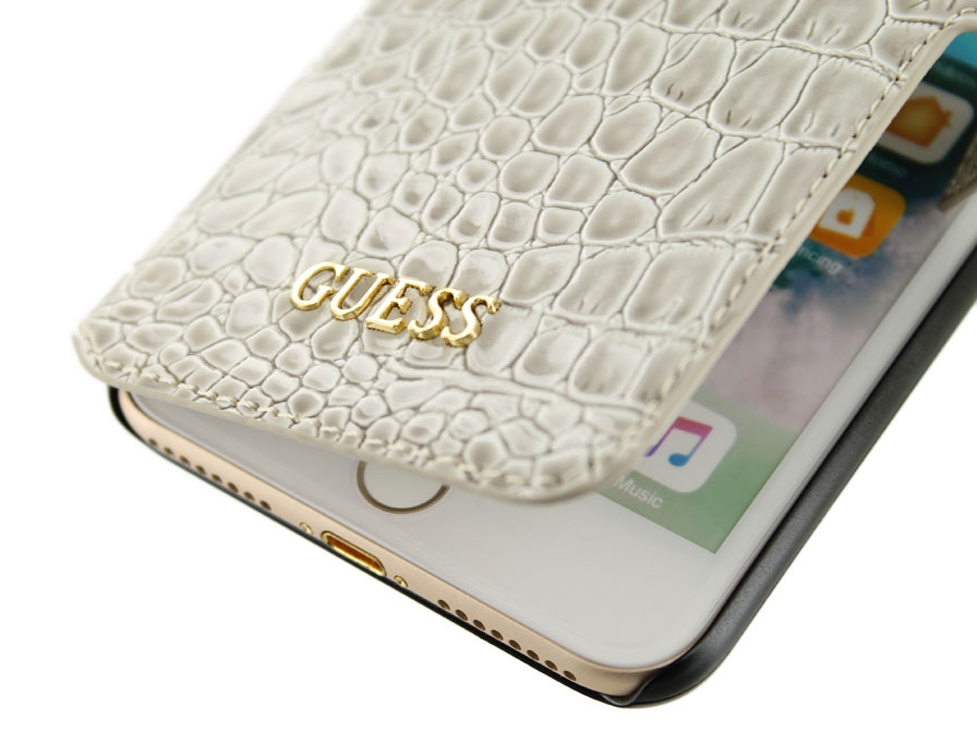 Guess Glossy Croco Bookcase - iPhone 8+/7+ hoesje