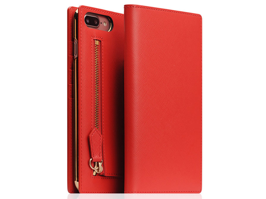 SLG Design Saffiano Zipper - Leren iPhone 8+/7+ hoesje