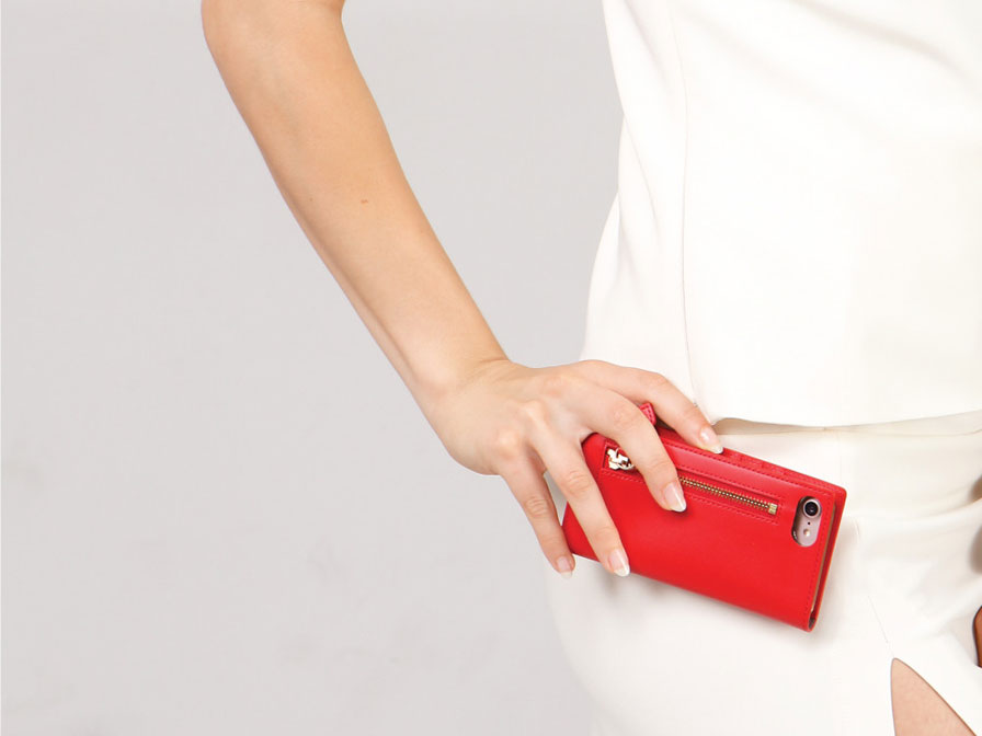 SLG Design Saffiano Zipper - Leren iPhone 8+/7+ hoesje