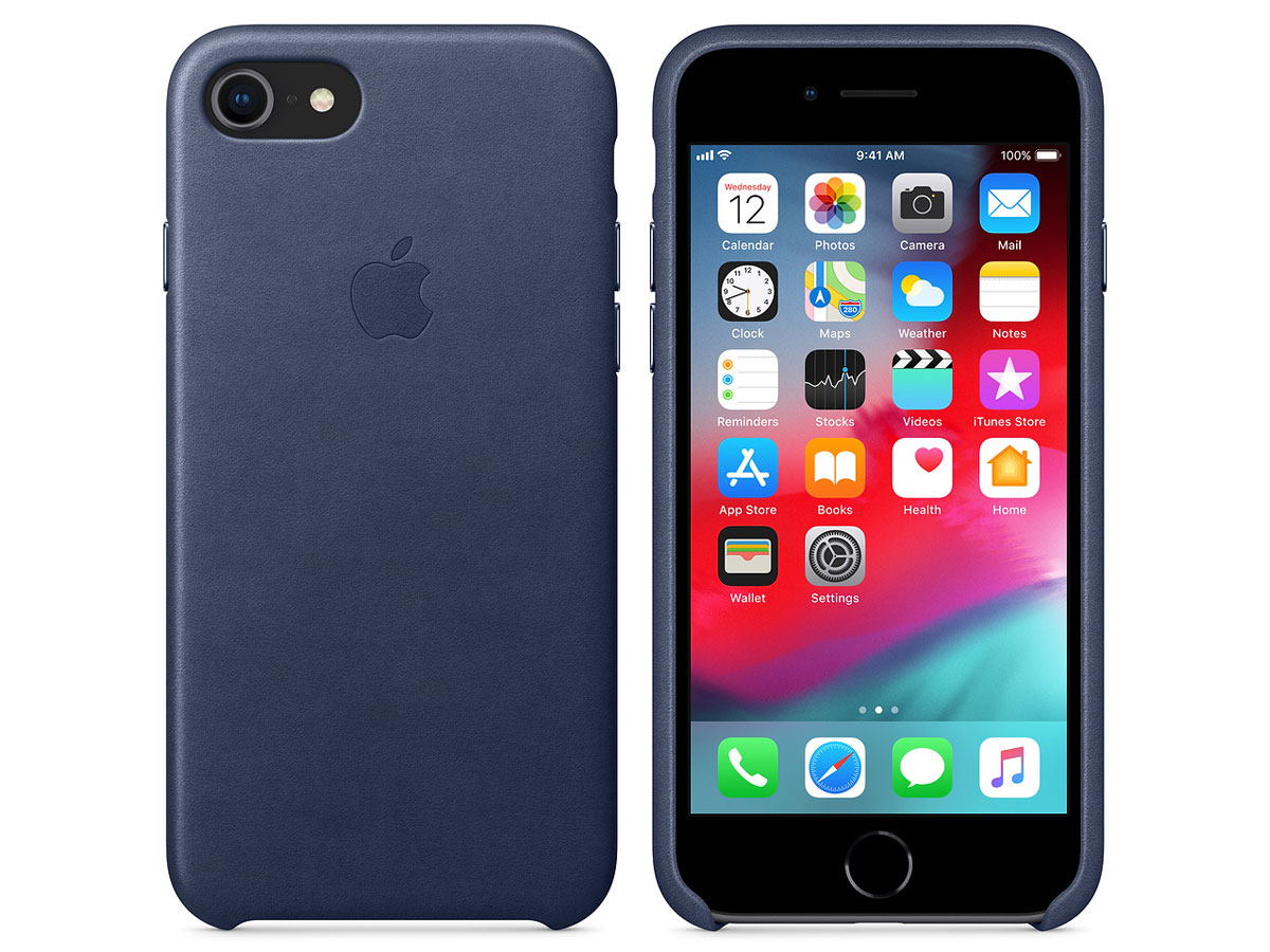 Apple Leren Case Donkerblauw - Origineel iPhone SE 2020 / 8 / 7 hoesje