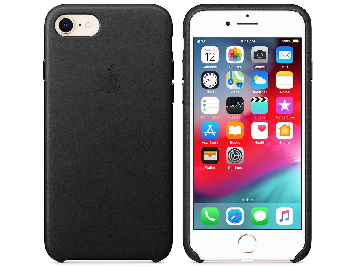 Apple Leren Case Zwart - Origineel iPhone SE / 8 / 7 hoesje