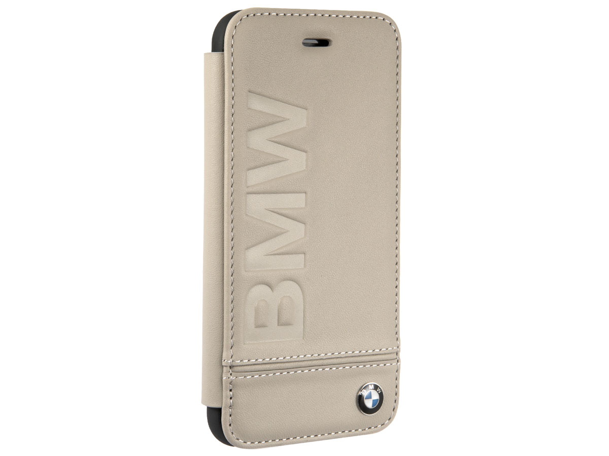 BMW Logo Bookcase Beige - Leren iPhone SE / 8 / 7 / 6(s) hoesje