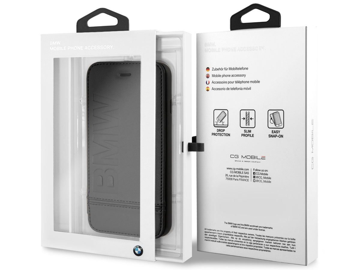 BMW Logo Bookcase Zwart - Leren iPhone SE 2020 / 8 / 7 / 6(s) hoesje