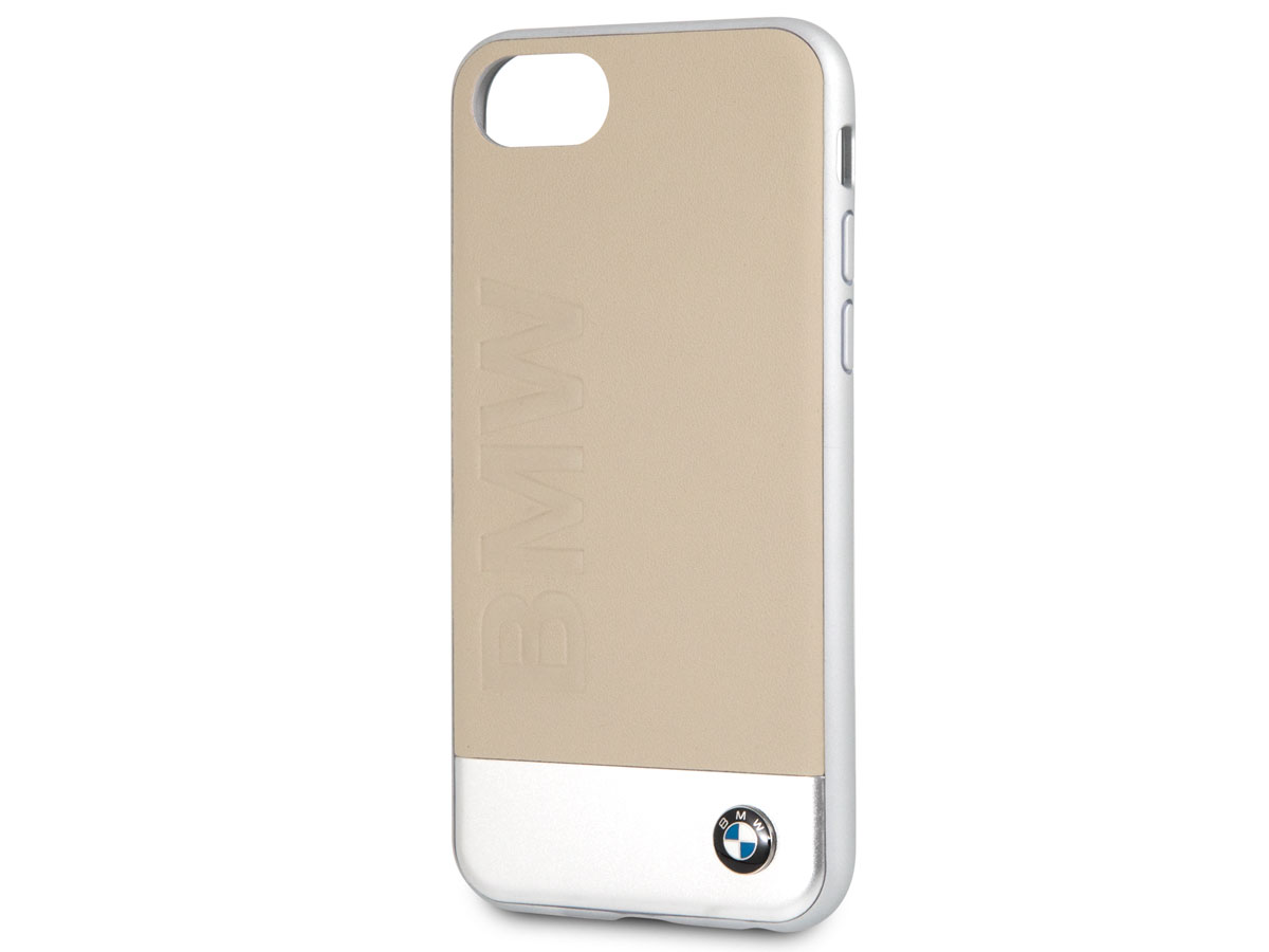 BMW Leather Alu Case Beige - Leren iPhone SE / 8 / 7 / 6(s) hoesje