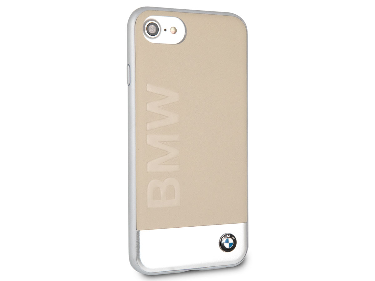 BMW Leather Alu Case Beige - Leren iPhone SE / 8 / 7 / 6(s) hoesje