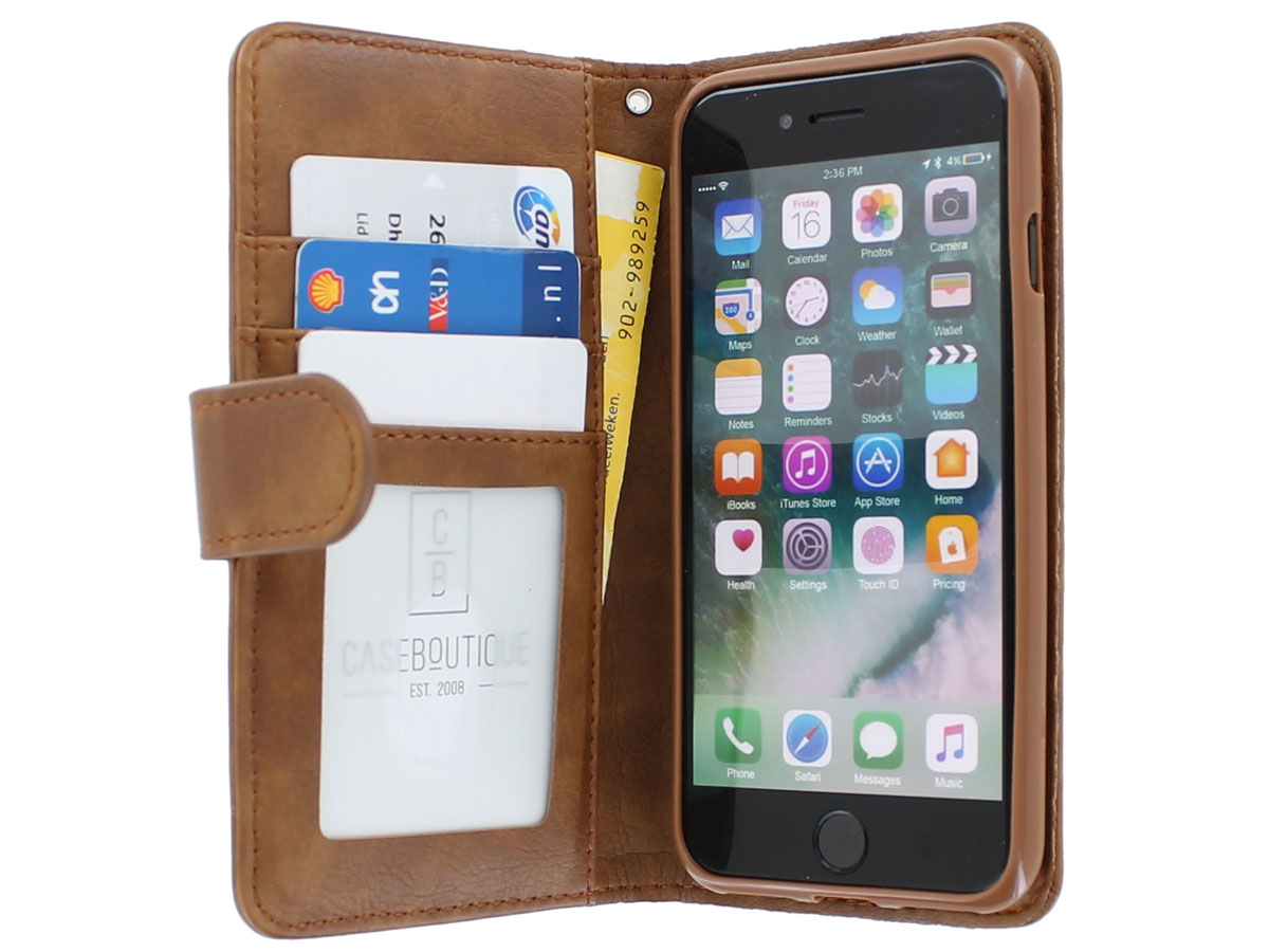 Zipper Wallet Case Bruin - iPhone SE / 8 / 7 / 6(s) hoesje