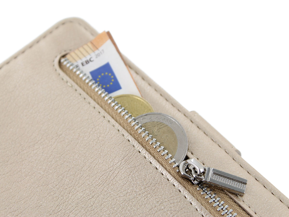 Zipper Wallet Case Goud - iPhone SE / 8 / 7 / 6(s) hoesje