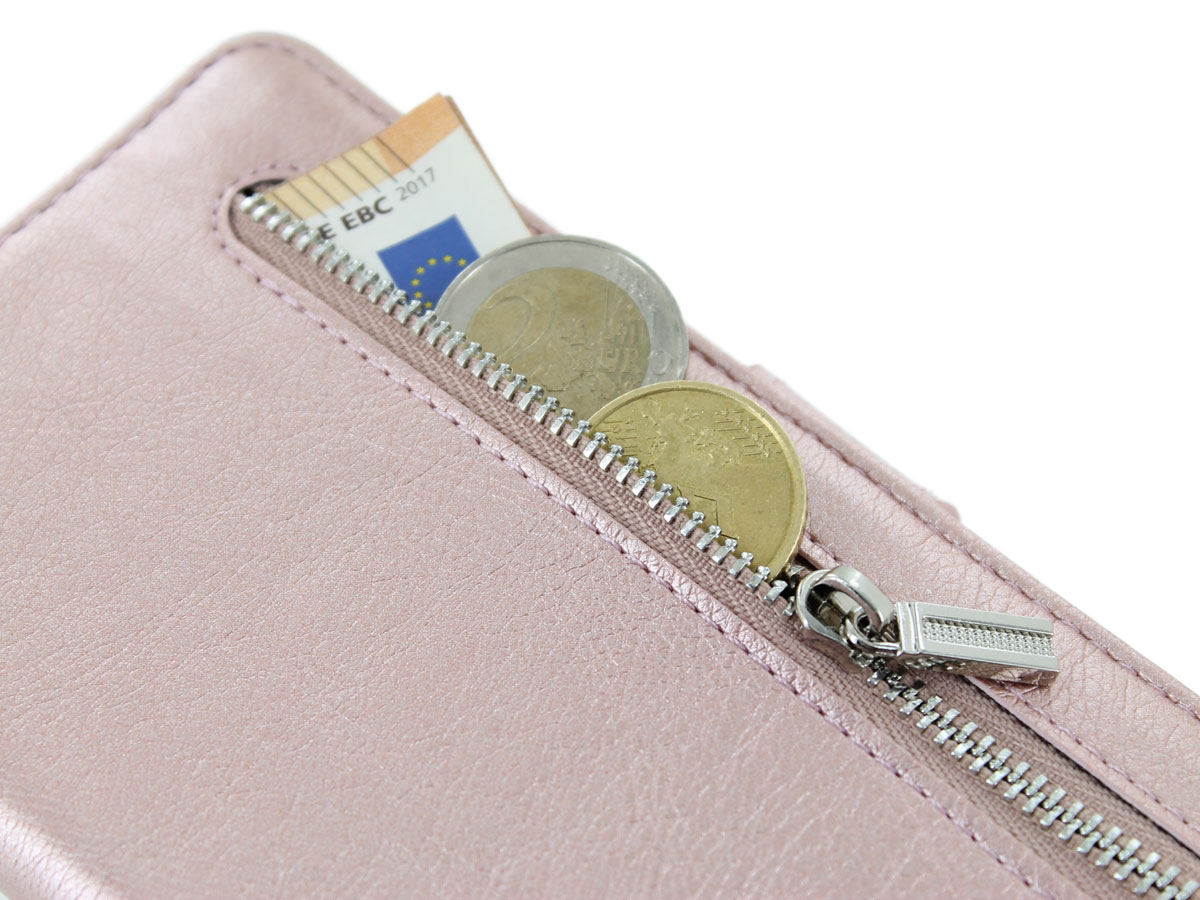Zipper Wallet Case Rosé Goud - iPhone SE / 8 / 7 / 6(s) hoesje