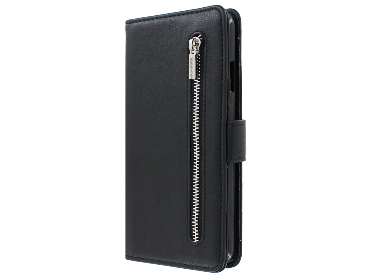 Zipper Wallet Case Zwart - iPhone SE / 8 / 7 / 6(s) hoesje
