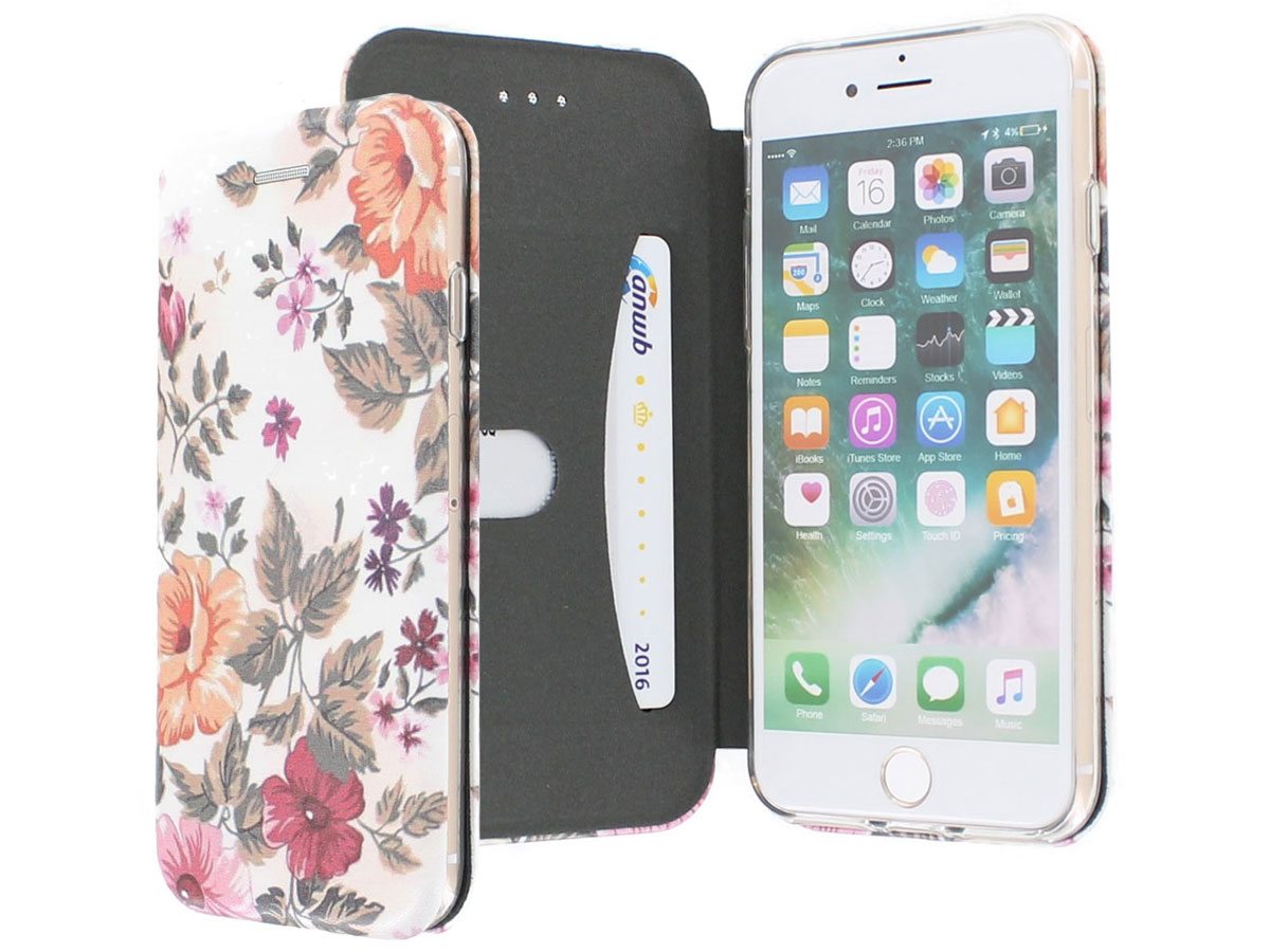 Slim Elegant Bookcase Floral - iPhone SE / 8 / 7 hoesje