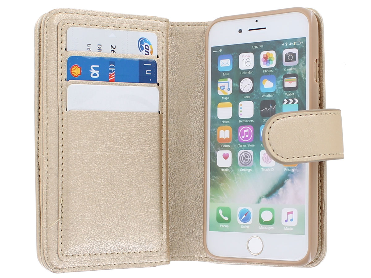 Full Wallet Book Case XL Goud - iPhone SE / 8 / 7 hoesje 