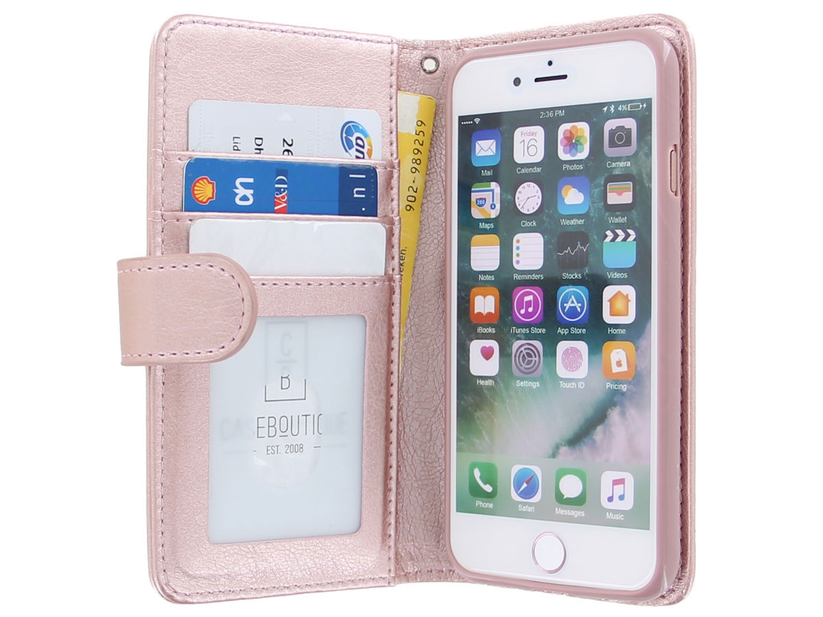 Glitsie Zip Case met Rits Rosé - iPhone SE / 8 / 7 hoesje