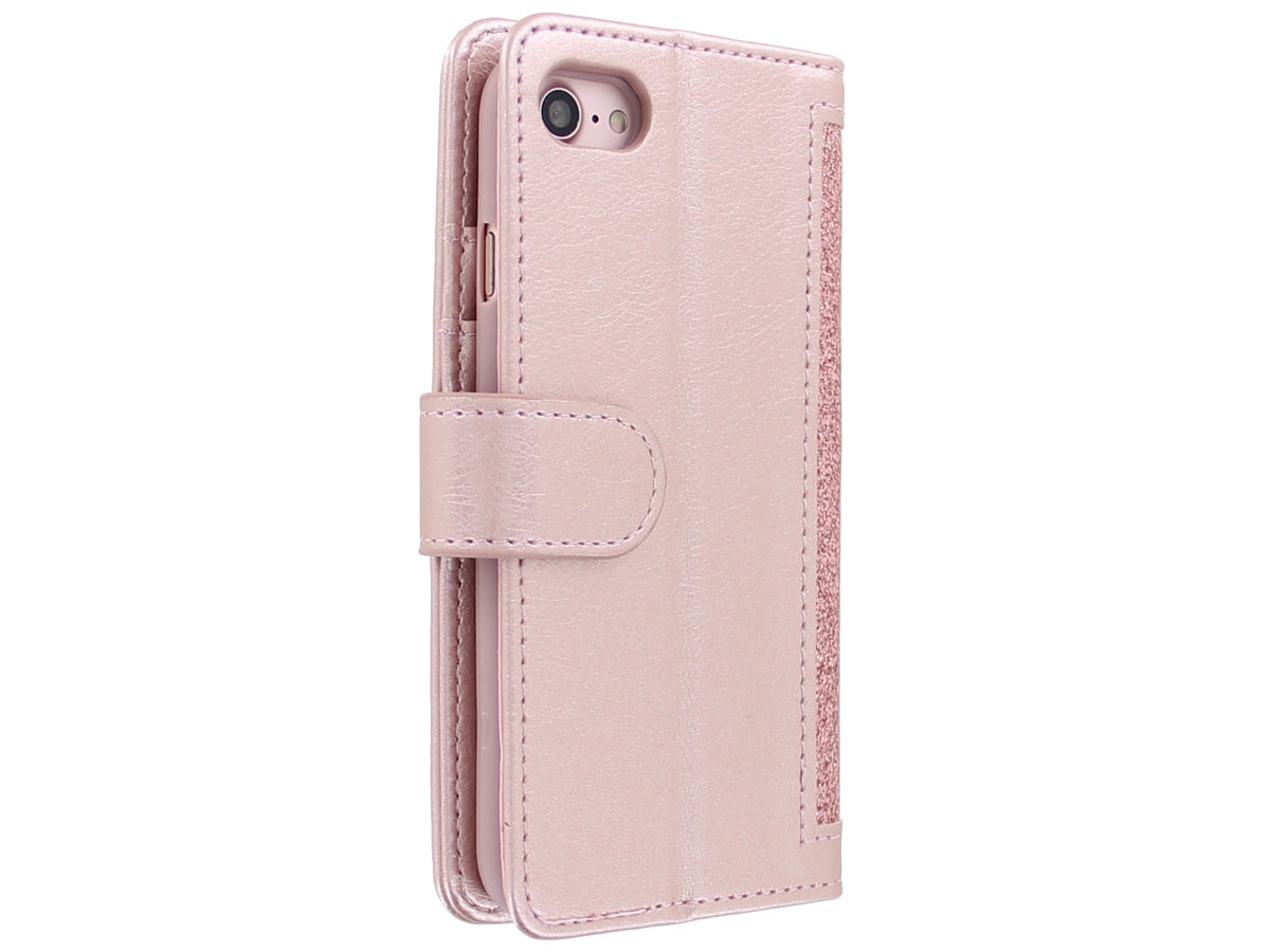 Glitsie Zip Case met Rits Rosé - iPhone SE / 8 / 7 hoesje