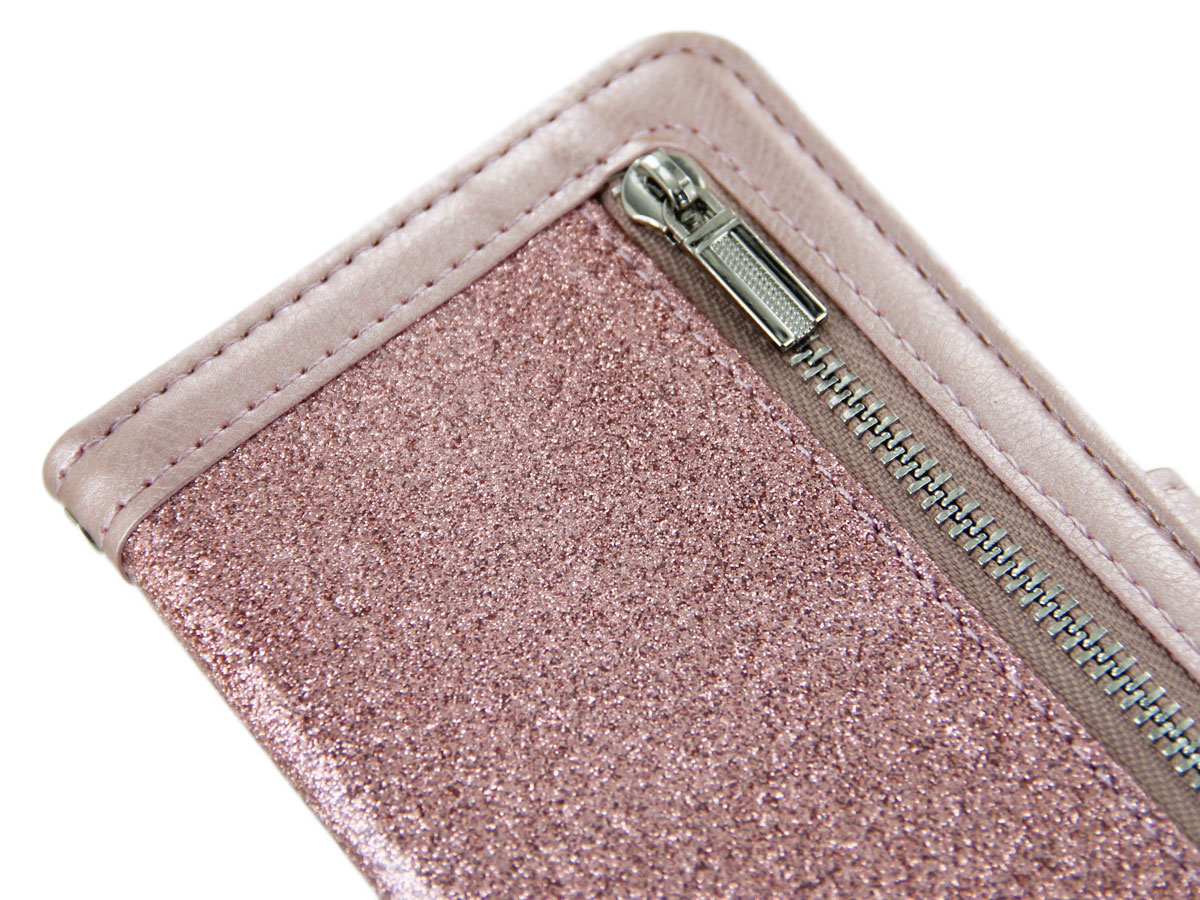 Glitsie Zip Case met Rits Rosé - iPhone SE / 8 / 7 hoesje