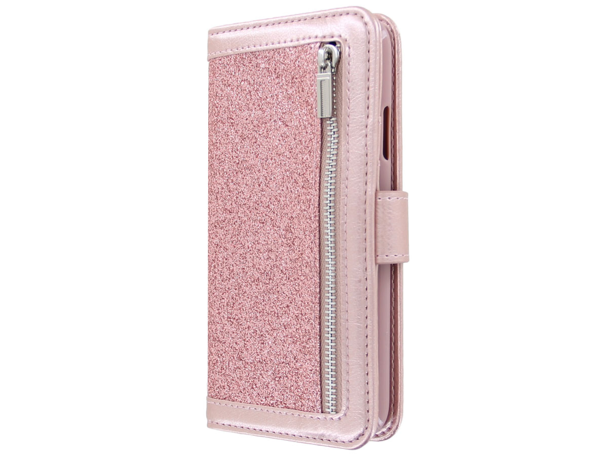 Glitsie Zip Case met Rits Rosé - iPhone SE / 8 / 7 hoesje